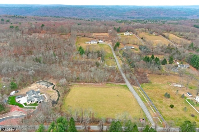 birds eye view of property featuring a rural view