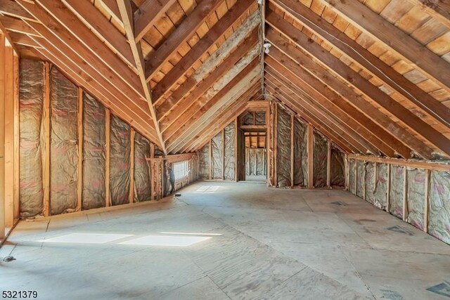 view of unfinished attic