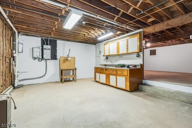 basement featuring electric panel