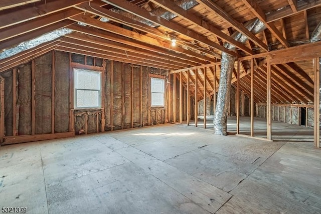 view of unfinished attic