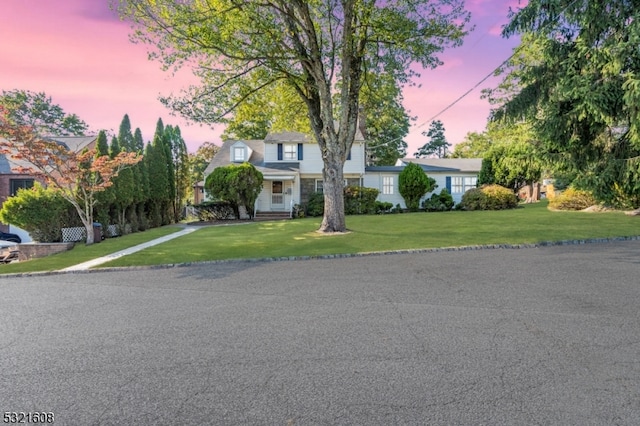 view of front of home featuring a yard