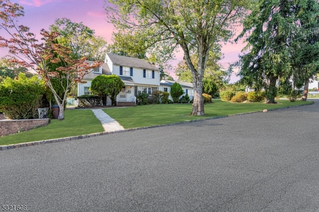 colonial inspired home featuring a lawn