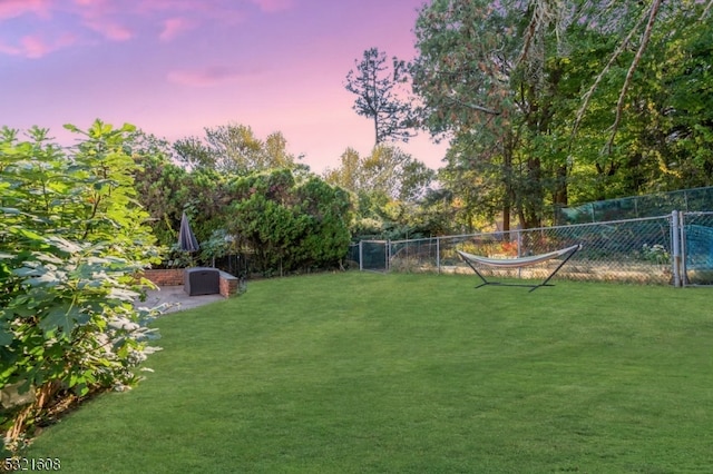 view of yard at dusk