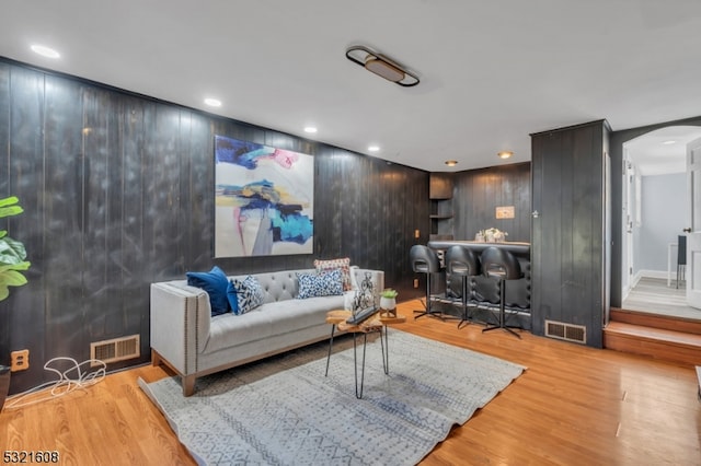 living room with light wood-type flooring