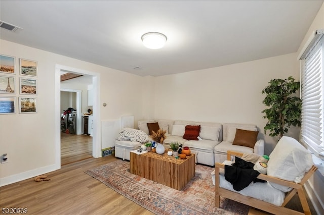 living room featuring light hardwood / wood-style flooring