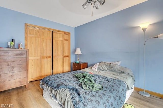 110 Central, Rochelle Park Twp, NJ 07662 - bedroom with wood finished floors, a closet, baseboards, and ceiling fan