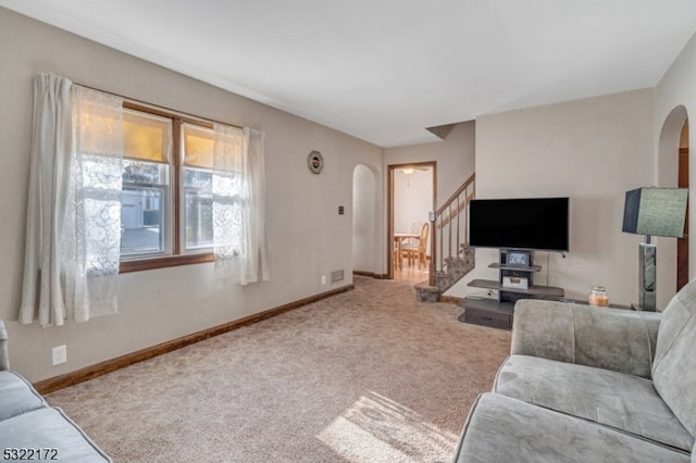 living room featuring carpet floors