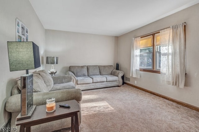 living room featuring carpet