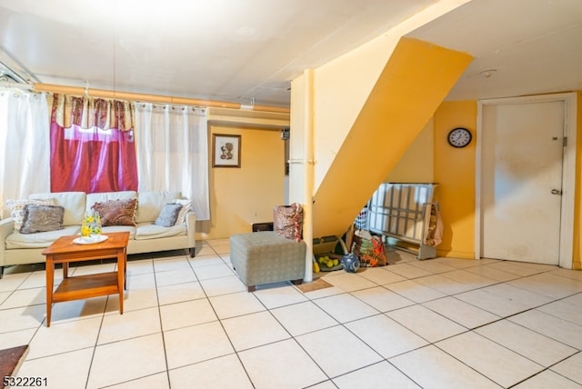 living room with light tile patterned floors