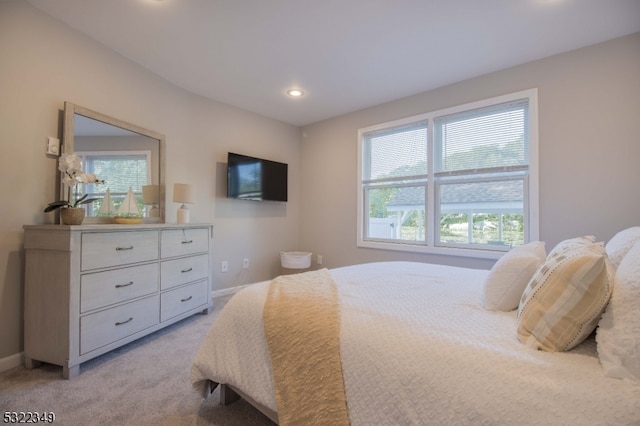 carpeted bedroom with multiple windows