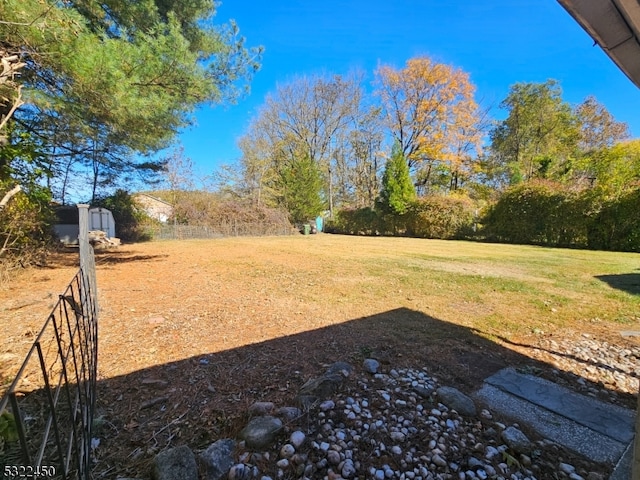 view of yard with a shed