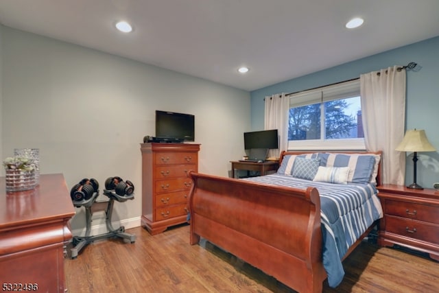 bedroom with hardwood / wood-style floors