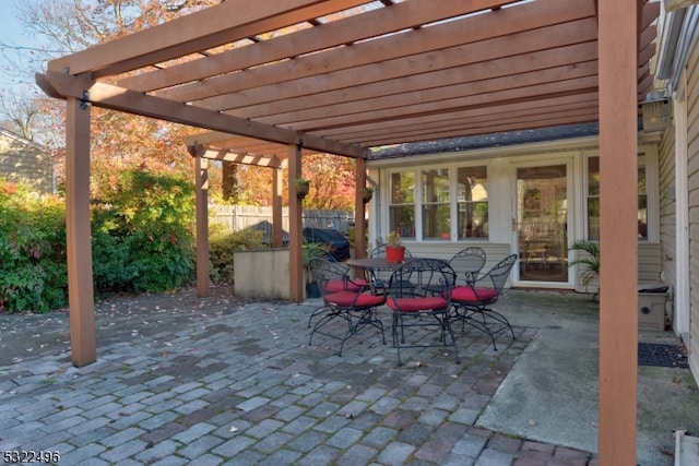 view of patio featuring a pergola