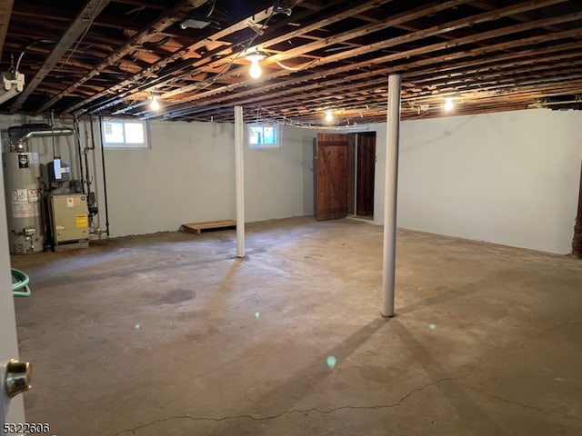 basement with water heater