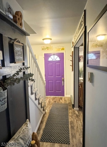 foyer entrance featuring hardwood / wood-style flooring