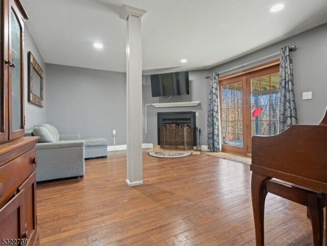 living room featuring light wood-type flooring