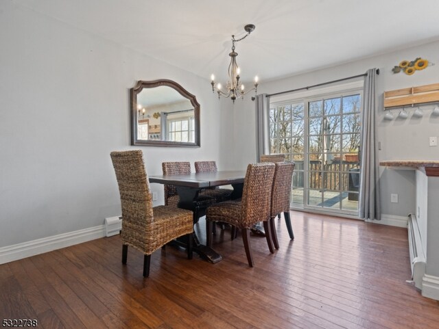 dining room featuring hardwood / wood-style flooring and a notable chandelier