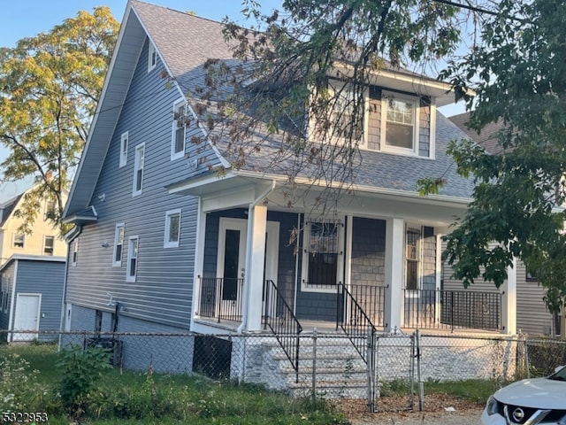 view of front facade featuring covered porch