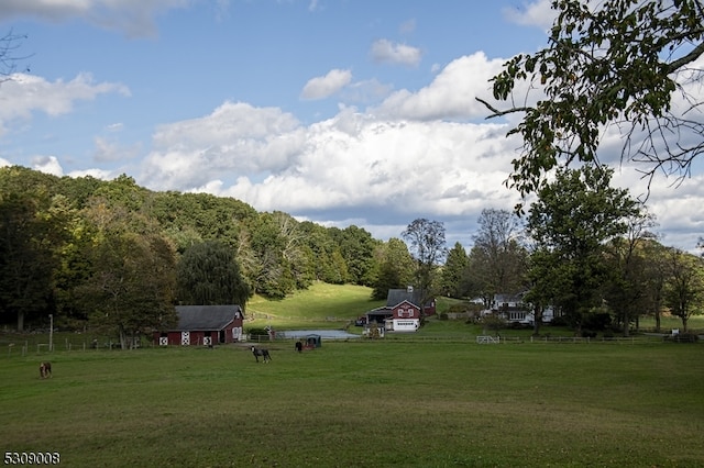 view of home's community featuring a lawn and a rural view