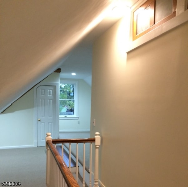 bonus room with lofted ceiling and carpet