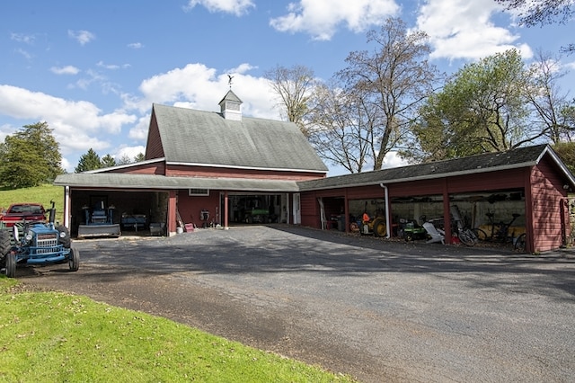 exterior space with a garage