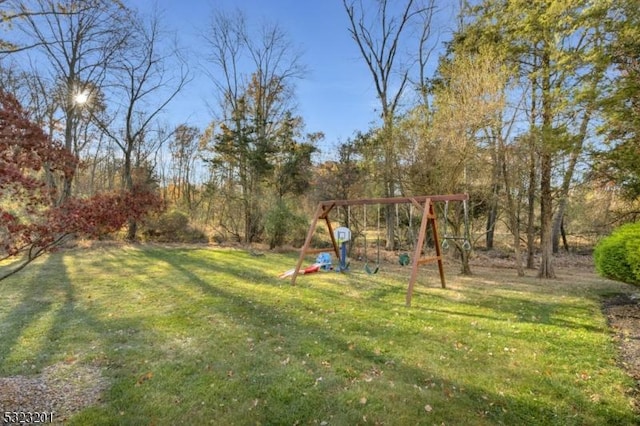 view of yard with a playground