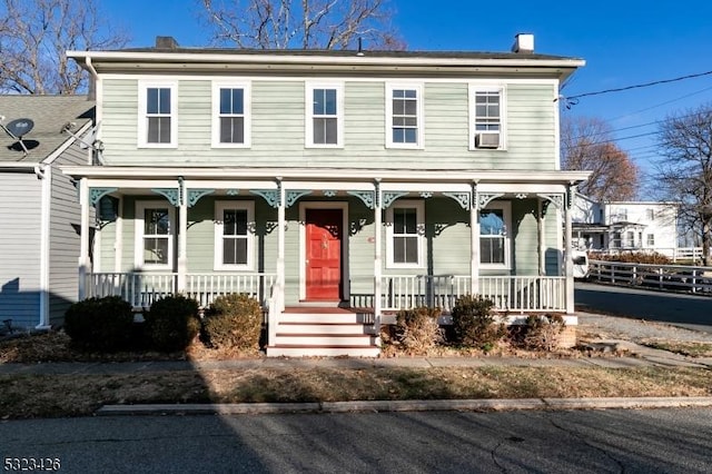 349 High St, Hope Twp, NJ 07825 - view of front of home with a porch and a chimney