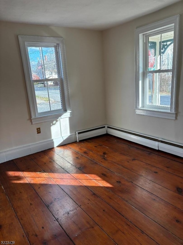 empty room with dark wood-type flooring