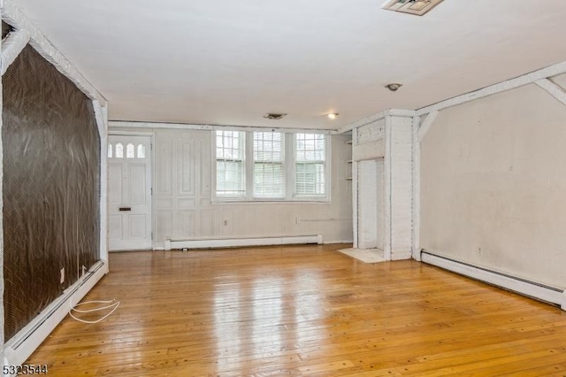 interior space with hardwood / wood-style flooring and baseboard heating