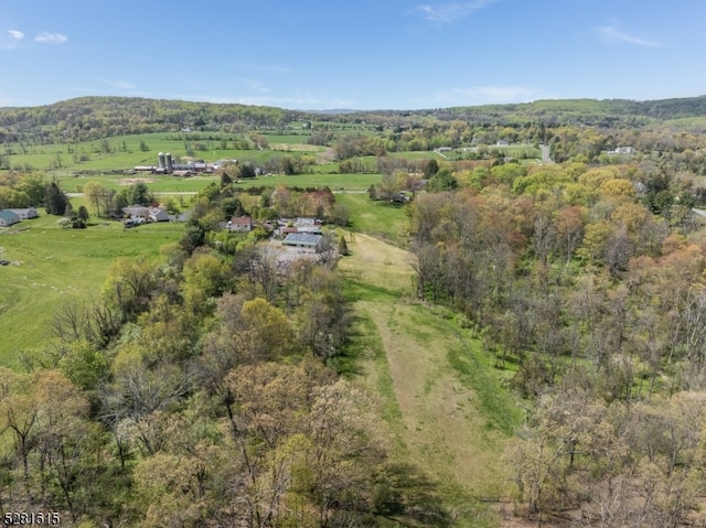 birds eye view of property with a rural view