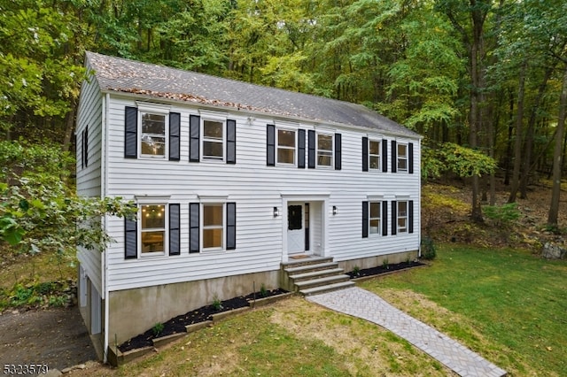 colonial house with a front lawn