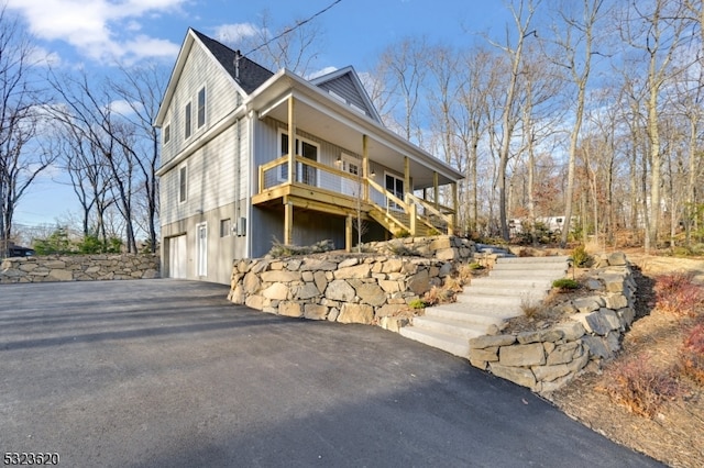 exterior space with a garage