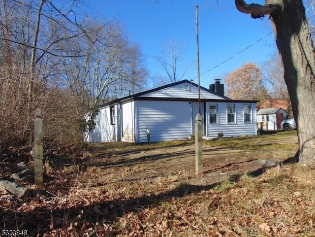 exterior space with a garage