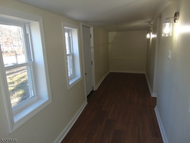 corridor with dark wood-type flooring