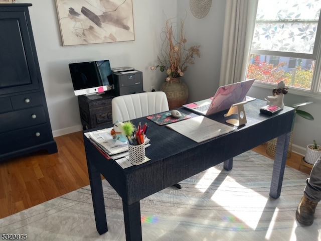 office with light hardwood / wood-style floors