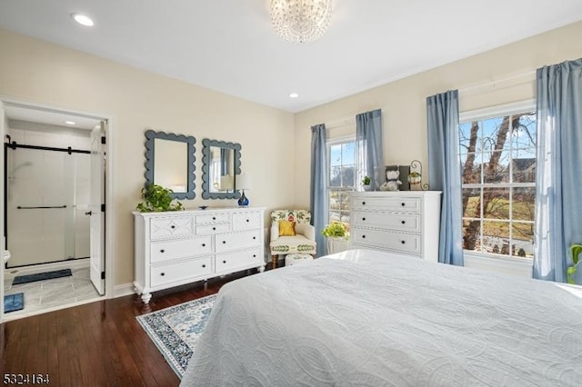 bedroom featuring dark hardwood / wood-style floors