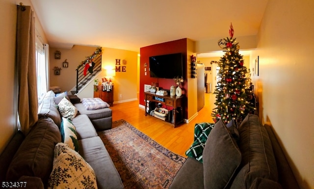 living room with wood-type flooring