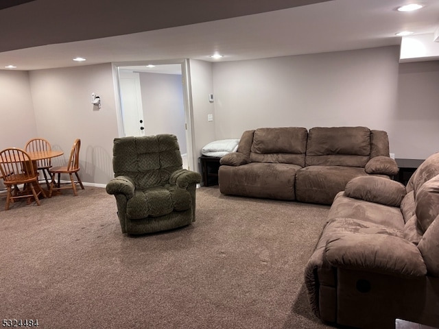 living room featuring carpet flooring