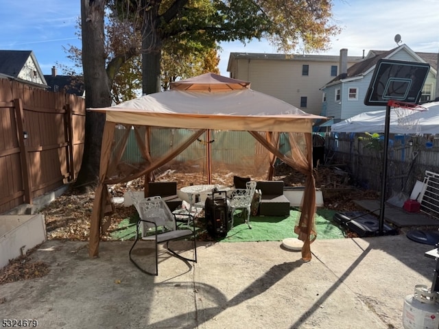 view of patio featuring a gazebo