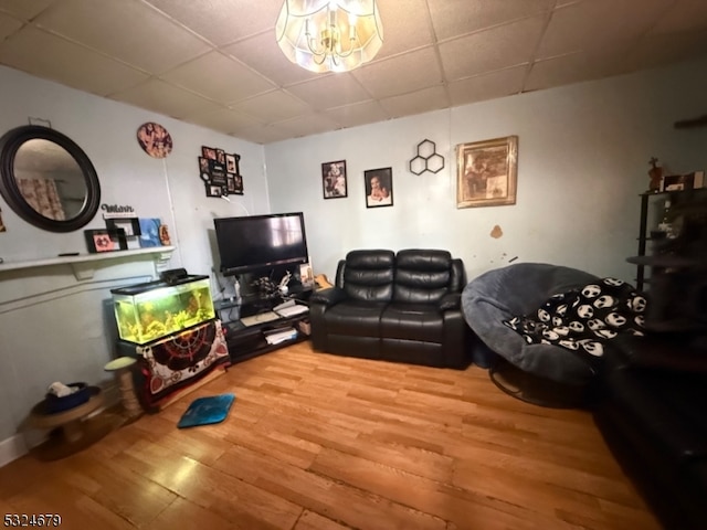 living room with hardwood / wood-style flooring