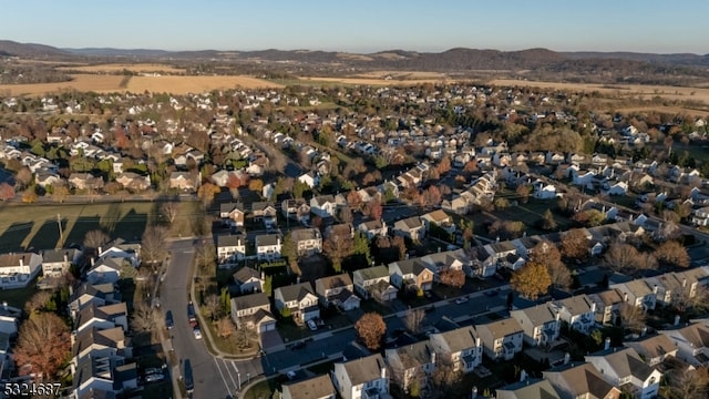 bird's eye view with a mountain view