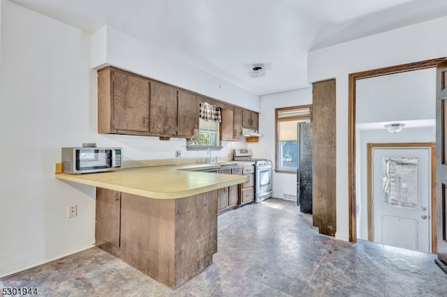 kitchen with kitchen peninsula and stainless steel appliances