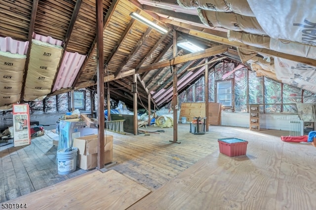 view of unfinished attic