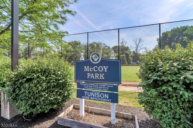 view of community sign