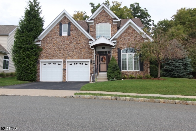 view of front facade featuring a garage and a front lawn