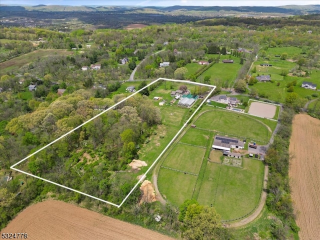 drone / aerial view featuring a rural view