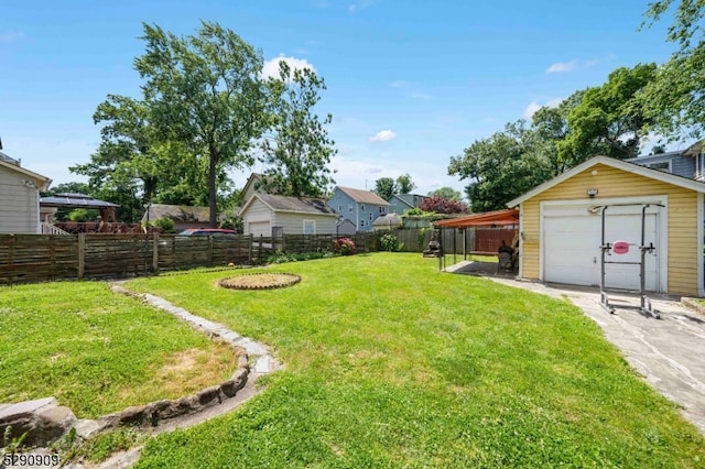 view of yard featuring a storage unit