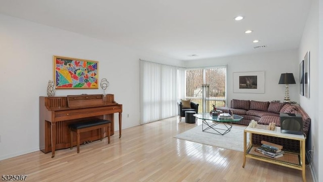 living room featuring light hardwood / wood-style flooring