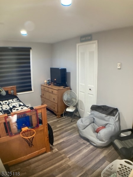 bedroom featuring wood-type flooring