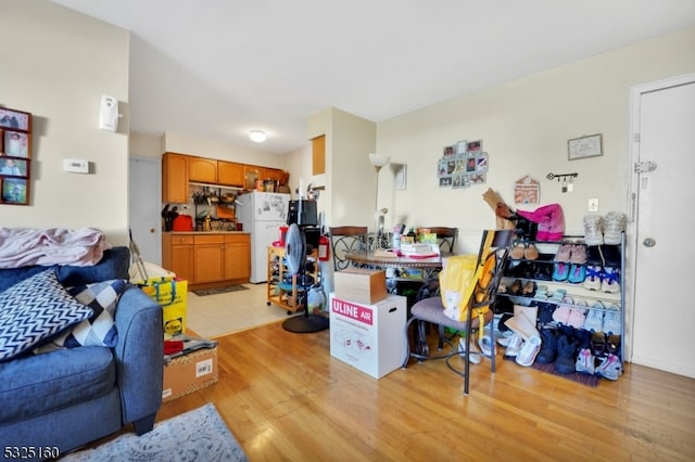 living room with light hardwood / wood-style floors